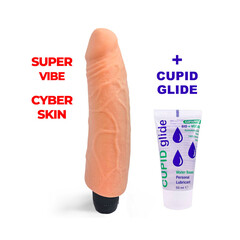 PROMO!!! Super Vibe CyberSkin Vibrator + Cupid Glide Bio Vegan Lubricant 50ml reviews and discounts sex shop