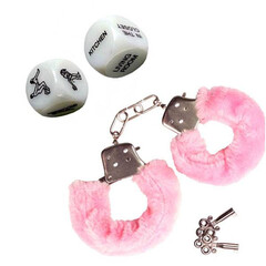 Pink Fluff Handcuffs + Love Dice reviews and discounts sex shop
