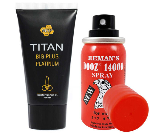 Dooz 14000 Delay Spray & Titan Gel Platinum 50ml Combo - for improved sexual performance reviews and discounts sex shop