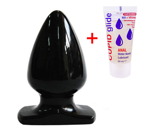 Promo!!! Anal expander Black Jelly Plug + Anal lubricant Cupid Glide Anal Bio Vegan 50ml reviews and discounts sex shop