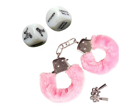 Pink Fluff Handcuffs + Love Dice reviews and discounts sex shop